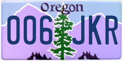 OR license plate 006JKR