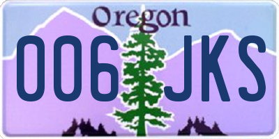 OR license plate 006JKS