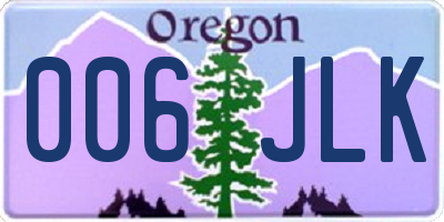 OR license plate 006JLK