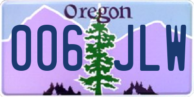 OR license plate 006JLW