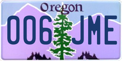 OR license plate 006JME