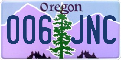OR license plate 006JNC