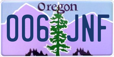 OR license plate 006JNF
