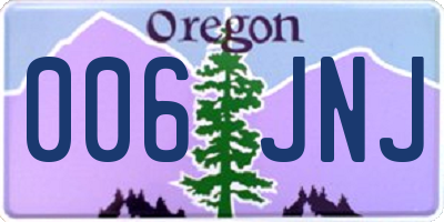 OR license plate 006JNJ