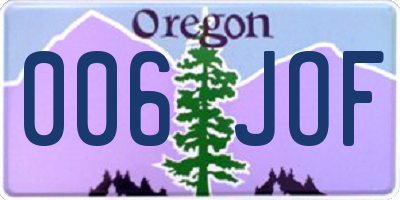 OR license plate 006JOF