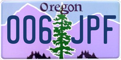 OR license plate 006JPF