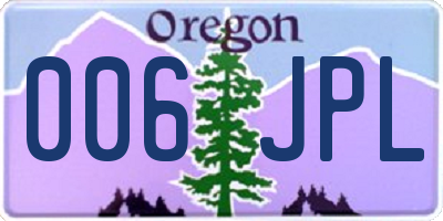 OR license plate 006JPL