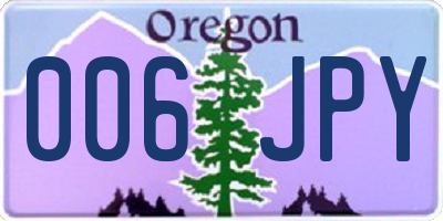 OR license plate 006JPY