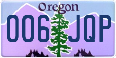OR license plate 006JQP