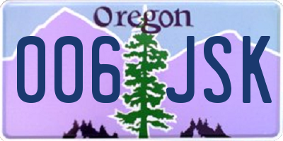 OR license plate 006JSK