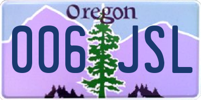 OR license plate 006JSL