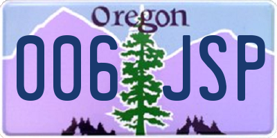 OR license plate 006JSP