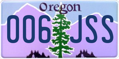 OR license plate 006JSS