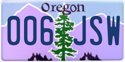 OR license plate 006JSW