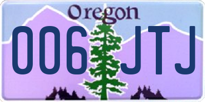 OR license plate 006JTJ