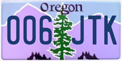 OR license plate 006JTK