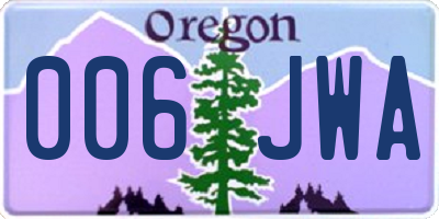 OR license plate 006JWA