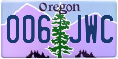 OR license plate 006JWC