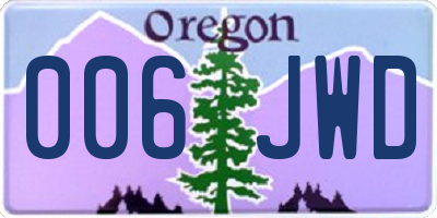 OR license plate 006JWD