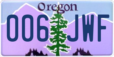 OR license plate 006JWF