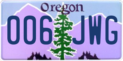 OR license plate 006JWG