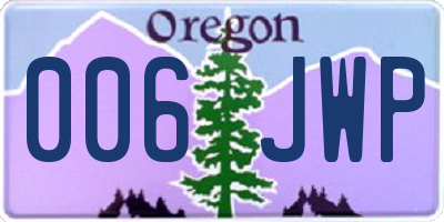 OR license plate 006JWP