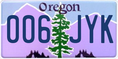 OR license plate 006JYK