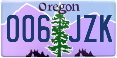 OR license plate 006JZK