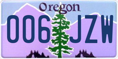 OR license plate 006JZW