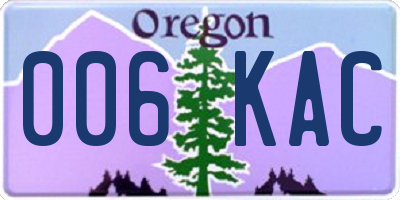 OR license plate 006KAC
