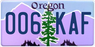 OR license plate 006KAF