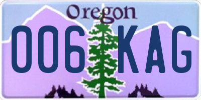 OR license plate 006KAG