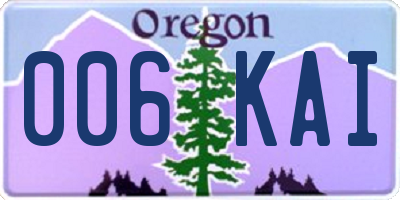 OR license plate 006KAI