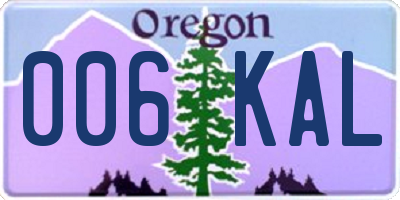 OR license plate 006KAL
