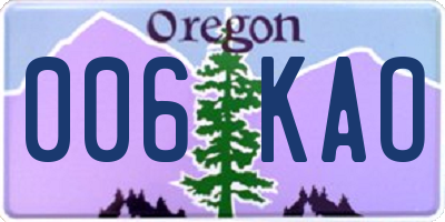 OR license plate 006KAO