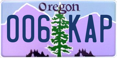 OR license plate 006KAP