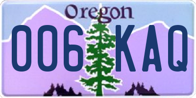OR license plate 006KAQ