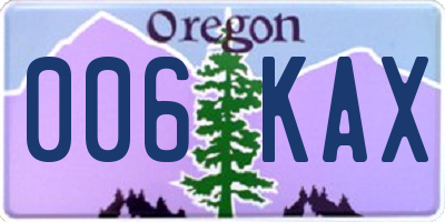 OR license plate 006KAX