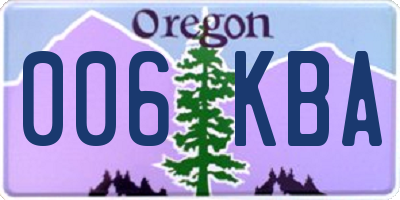OR license plate 006KBA