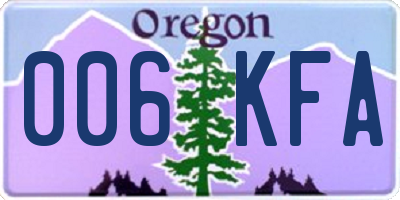 OR license plate 006KFA