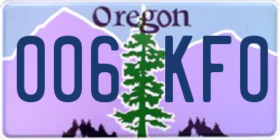OR license plate 006KFO
