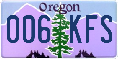 OR license plate 006KFS