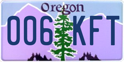 OR license plate 006KFT