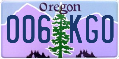 OR license plate 006KGO