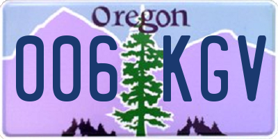 OR license plate 006KGV