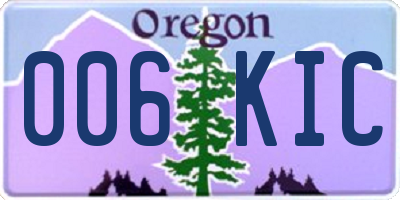 OR license plate 006KIC