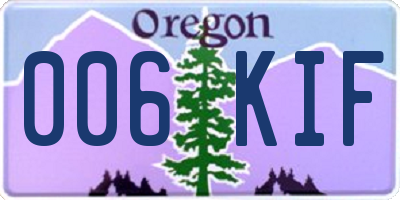 OR license plate 006KIF