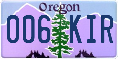 OR license plate 006KIR