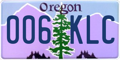 OR license plate 006KLC