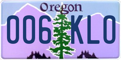 OR license plate 006KLO